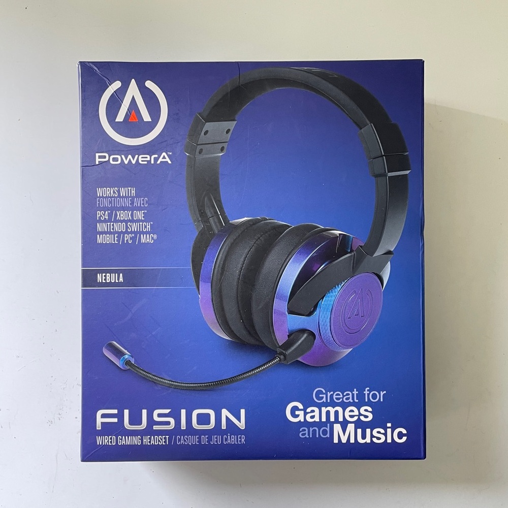 PowerA Fusion Wired Gaming Headset Nebula Blue Purple Iridescent Console